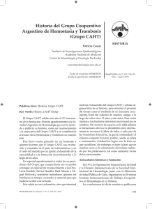 Historia del Grupo Cooperativo Argentino de Hemostasia y Trombosis (Grupo CAHT) HISTORIA