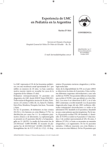 Experiencia de LMC en Pediatría en la Argentina