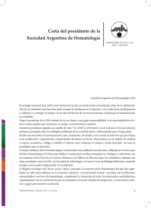 Carta del presidente de la Sociedad Argentina de Hematología