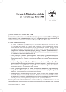 Carrera de Médico Especialista en Hematología de la SAH