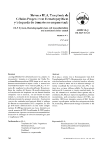 Sistema HLA, Trasplante de Células Progenitoras Hematopoyéticas