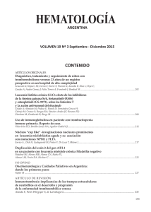 HEMATOLOGÍA CONTENIDO ARGENTINA VOLUMEN 19 Nº 3 Septiembre - Diciembre 2015