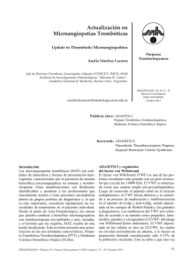 Actualización en Microangiopatías Trombóticas Update in Thrombotic Microangiopathies Purpuras