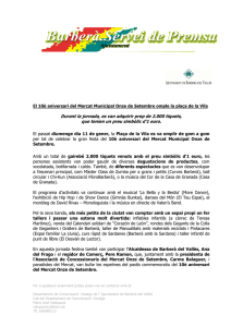 2015-01-12 NOTA DE PREMSA - El 10è aniversari del Mercat Municipal Onze de Setembre omple la plaça de la Vila