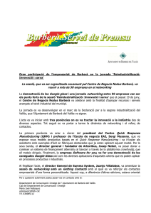 2014-07-01 NOTA DE PREMSA - Gran participació de l’empresariat de Barberà en la jornada ‘Reindustrialització, Innovació i Xarxa’