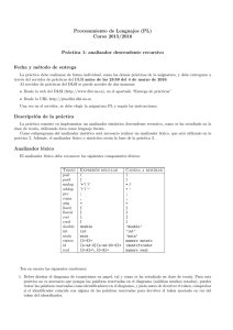 Procesamiento de Lenguajes (PL) Curso 2015/2016 Pr´ actica 1: analizador descendente recursivo