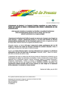 2014-06-25 NOTA DE PREMSA - Casal d’estiu per garantir el lleure i l alimentació als infants