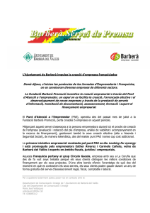 2014-10-01 NOTA DE PREMSA - Jornades d Empenedoria i Franquícies