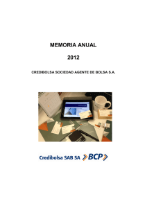 MEMORIA ANUAL 2012  CREDIBOLSA SOCIEDAD AGENTE DE BOLSA S.A.