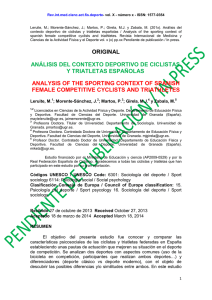 ANÁLISIS DEL CONTEXTO DEPORTIVO DE CICLISTAS Y TRIATLETAS ESPAÑOLAS