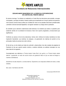 Secretaría de Relaciones Internacionales  DENUNCIAMOS MANIOBRAS DE LA DERECHA COSTARRICENSE