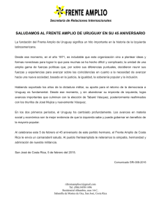 SALUDAMOS AL FRENTE AMPLIO DE URUGUAY EN SU 45 ANIVERSARIO