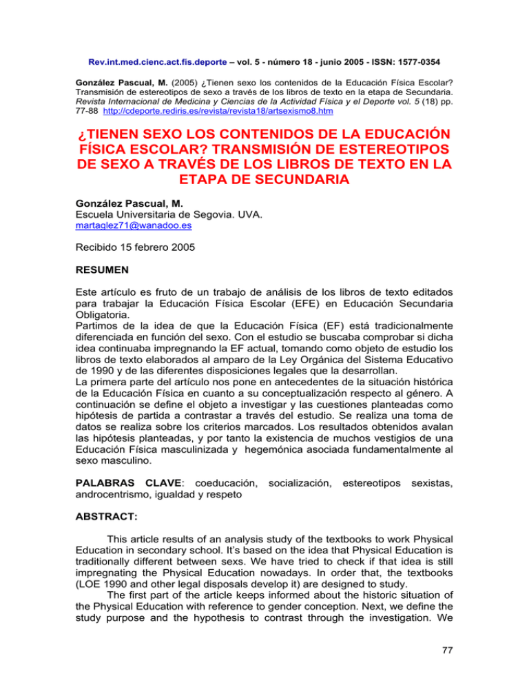  TIENEN SEXO LOS CONTENIDOS DE LA EDUCACI N