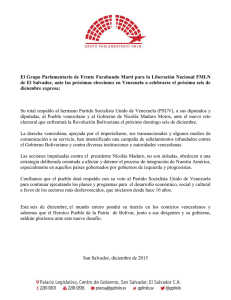 El Grupo Parlamentario de Frente Farabundo Martí para la Liberación... de El Salvador, ante las próximas elecciones en Venezuela a...
