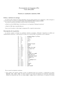 Procesamiento de Lenguajes (PL) Curso 2014/2015 Pr´ actica 2: analizador sint´