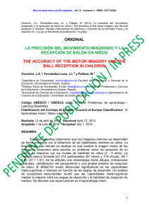 LA PRECISIÓN DEL MOVIMIENTO IMAGINADO Y LA RECEPCIÓN DE BALÓN EN NIÑOS