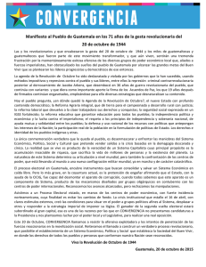 Manifiesto	al	Pueblo	de	Guatemala	en	los	71	años	de	la	gesta	revolucionaria	del 20	de	octubre	de	1944