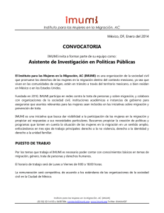 CONVOCATORIA Asistente de Investigación en Políticas Públicas México, DF, Enero del 2014