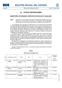 BOLETÍN OFICIAL DEL ESTADO MINISTERIO DE SANIDAD, SERVICIOS SOCIALES E IGUALDAD 2014