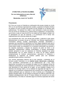 Documento sobre el Foro por la paz en Colombia - PDF