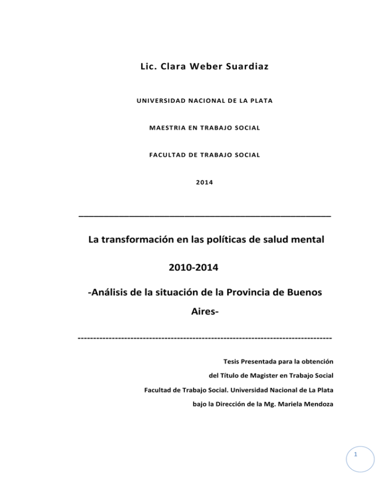 T Tulo De La Tesis: La Transformaci N En Las Pol Ticas De Salud Mental ...