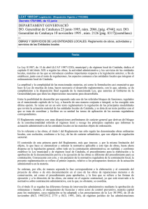 Reglamento Obras, Actividades y Servicios Entidades Locales