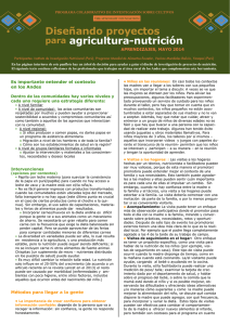 Consideraciones para el diseño de proyectos nutrición-agricultura