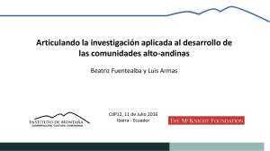 Articulando la investigación aplicada al desarrollo de las comunidades alto-andinas