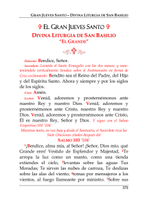 Jueves: Divina Liturgia de San Basilio El Grande