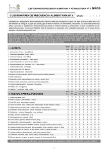 Cuestionario de Frecuencia Alimentaria y Actividad Física, 6 años