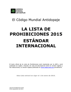 Lista de Prohibiciones 2015 Estándar Internacional