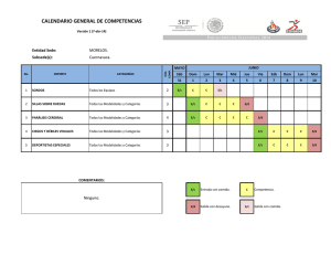 Calendario General de Competencia para la Paralimpiada Nacional 2014 de la Entidad Sede Morelos