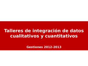 Talleres de integración de datos cualitativos y cuantitativos Gestiones 2012-2013