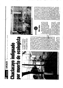 Chaclacayo indignado por muerte de ecologista, diario Correo miercoles 5 julio de 2006