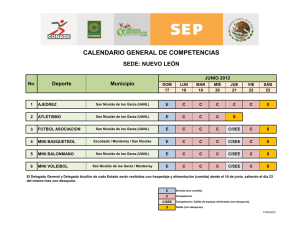 Calendario General de la Etapa Nacional de los Juegos Escolares