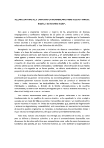 DECLARACION FINAL DEL II ENCUENTRO LATINOAMERICANO SOBRE IGLESIAS Y MINERÍA