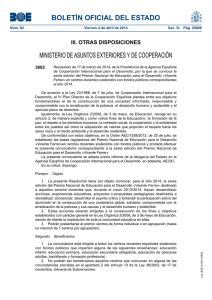 Se convoca la sexta edici n del Premio Nacional de Educaci n para el Desarrollo Vicente Ferrer en centros docentes sostenidos con fondos p blicos correspondientes al a o 2014