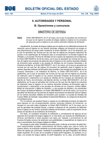 BOLETÍN OFICIAL DEL ESTADO MINISTERIO DE DEFENSA II. AUTORIDADES Y PERSONAL