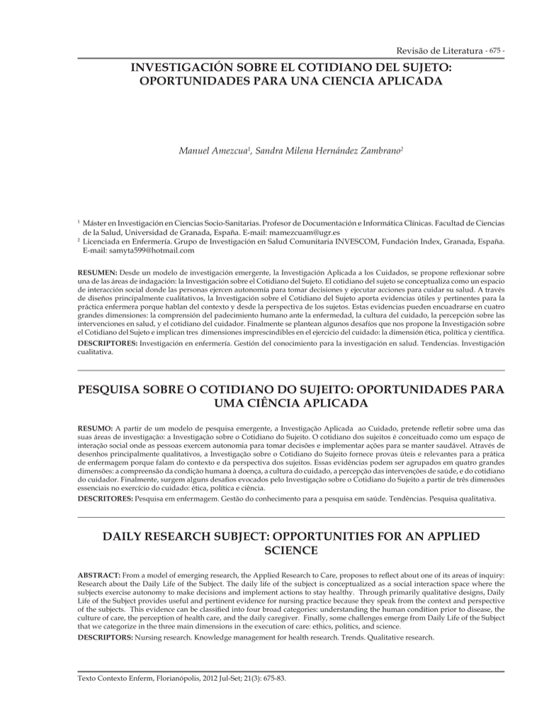 Qu Es La Investigaci N Sobre El Cotidiano Del Sujeto