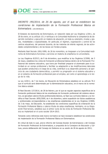 DECRETO 195/2014, de 26 de agosto, por el que se establecen las condiciones de implantaci n de la Formaci n Profesional B sica en Extremadura.