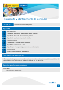 Transporte y Mantenimiento de Vehículos Ocupación Aptitudes Electromecánico de maquinaria