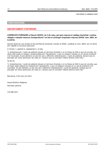 CORRECCIÓ D'ERRADES al Decret 30/2015, de 3 de març, pel qual s'aprova el catàleg d'activitats i centres obligats a adoptar mesures d'autoprotecció i es fixa el contingut d'aquestes mesures (Diario Oficial de la Generalidad de Cataluña numero 6842 de 31 de marzo de 2015)