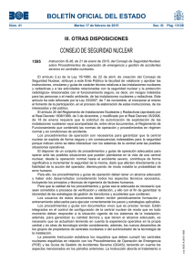 Instrucción IS-36, de 21 de enero de 2015, del Consejo de Seguridad Nuclear, sobre Procedimientos de operación de emergencia y gestión de accidentes severos en centrales nucleares .( Boletín oficial del Estado número 41 de 17 de febrero de 2015 )