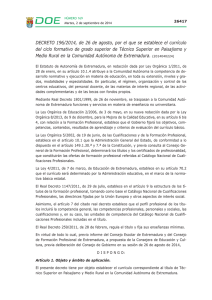 DECRETO 196/2014, de 26 de agosto, por el que se... del ciclo formativo de grado superior de T&eacute;cnico Superior en...