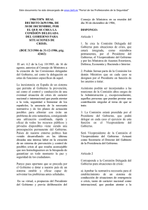 Real Decreto 2639/1986, de 30 de diciembre, por el que se crea la Comisión Delegada del Gobierno para situaciones de crisis.