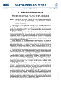 Real Decreto 846/2011, de 17 de junio, por el que se establecen las condiciones que deben cumplir las materias primas a base de materiales poliméricos reciclados para su utilización en materiales y objetos destinados a entrar en contacto con alimentos. (BOE núm 164 de 11 de julio de 2011)