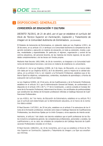 DISPOSICIONES GENERALES I CONSEJERÍA DE EDUCACIÓN Y CULTURA