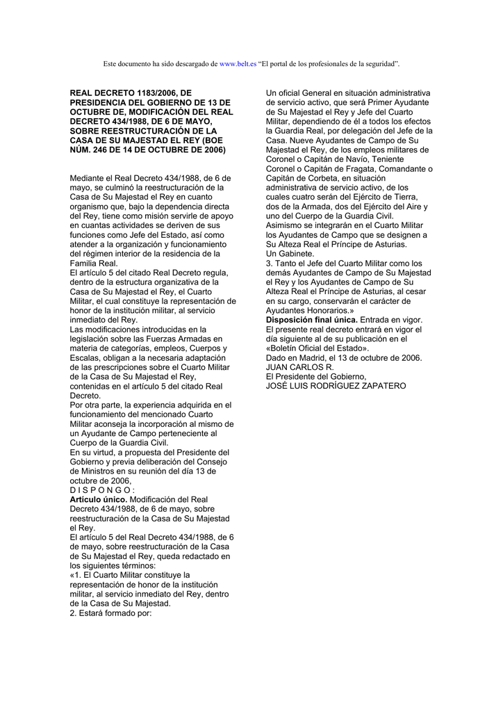 141006 Real Decreto 1183 reestructuraci n casa del rey