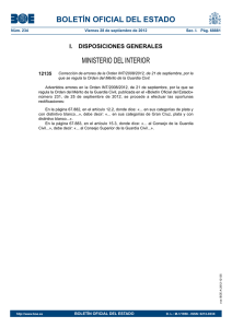 Corrección de errores de la Orden INT/2008/2012, de 21 de septiembre, por la que se regula la Orden del Mérito de la Guardia Civil.