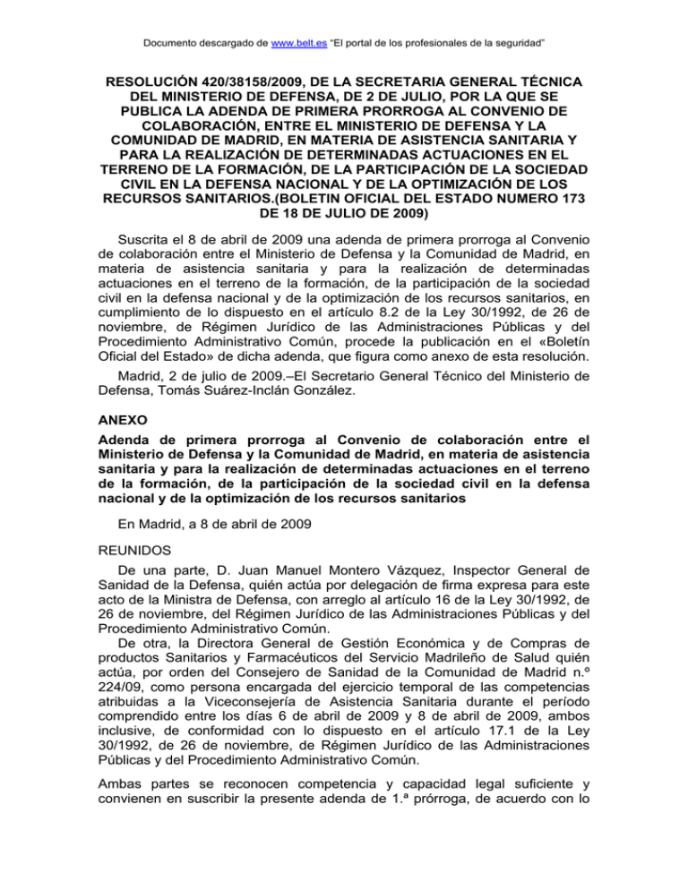 18092009CONVENIO MADRID MINISTERIO DEFENSA